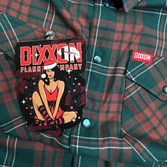 Dixxon Shirt Mens Medium Green Plaid Mistletoe Flannel Button Down Long Sleeve - Picture 5 of 11